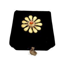 Load image into Gallery viewer, Black velvet small jewelry box embroidered with yellow squash blossom flower BoutiqueByMariam.
