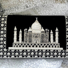 Load image into Gallery viewer, Vintage inspired silver embroidered Taj Mahal purse. 
