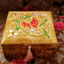Load image into Gallery viewer, Yellow Gold Velvet Butterfly Keepsake Box
