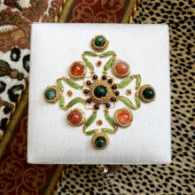 Load image into Gallery viewer, Hand embroidered small square white silk keepsake box.
