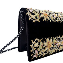 Load image into Gallery viewer, Zardozi purse, side view. 
