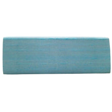 Load image into Gallery viewer, Luxury turquoise silk slim clutch bag, back view. 
