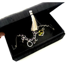 Load image into Gallery viewer, Sateen lining, interior view of black silk jewelry box.
