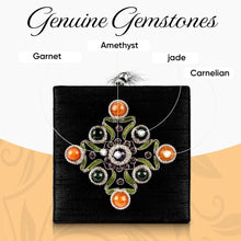 Load image into Gallery viewer, Diagram showing different gemstones used in small square jewelry storage box. 

