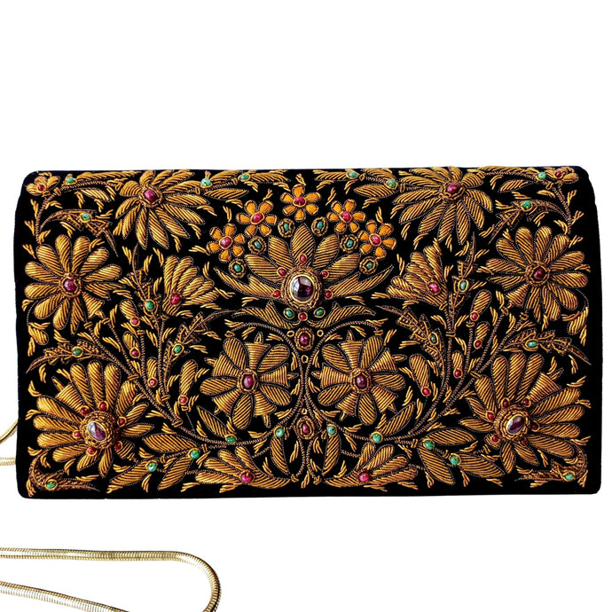 Embroidered black and copper evening bag with star rubies BoutiqueByMariam. 