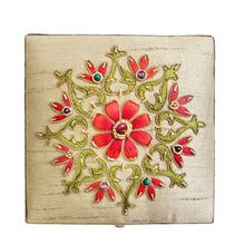 Load image into Gallery viewer, Embroidered beige and red floral small ring box BoutiquebyMariam.
