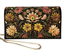 Load image into Gallery viewer, Embroidered brown velvet silk handbag with rubies. 
