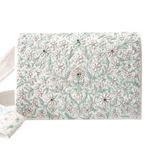 Load image into Gallery viewer, Embroidered white floral iPad case briefcase with strap BoutiqueByMariam.
