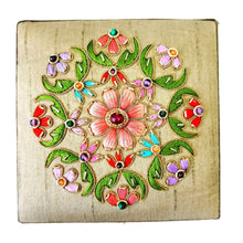 Load image into Gallery viewer, Floral embroidered small square jewelry storage box BoutiqueByMariam. 
