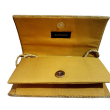 Load image into Gallery viewer, Gold Velvet Clutch Bag with Bronze Flowers
