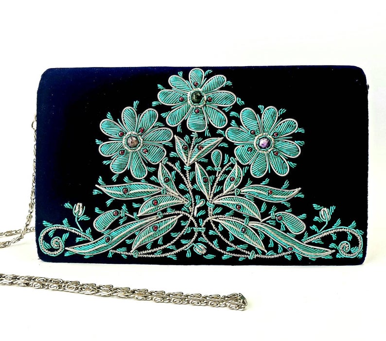Black velvet evening purse clearance