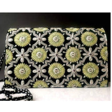 Load image into Gallery viewer, Gold and Silver Embroidered Clutch with Citrine or Moonstone
