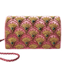 Load image into Gallery viewer, Art Deco Inspired Embroidered Peacock Feather Evening Bag
