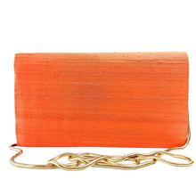 Load image into Gallery viewer, Orange silk handbag, rear view, BoutiqueByMariam.
