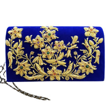 Load image into Gallery viewer, Floral Embroidered Velvet Clutch Bag
