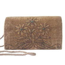 Load image into Gallery viewer, Vintage inspired Velvet Clutch Bag with Embroidered Daisies
