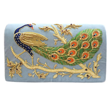 Load image into Gallery viewer, Peacock Embroidered Evening Clutch Bag, Long Tail
