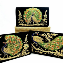 Load image into Gallery viewer, Peacock Embroidered Velvet Clutch Bag, Side View
