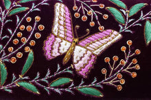 Load image into Gallery viewer, Silk embroidered butterfly, close up view. 
