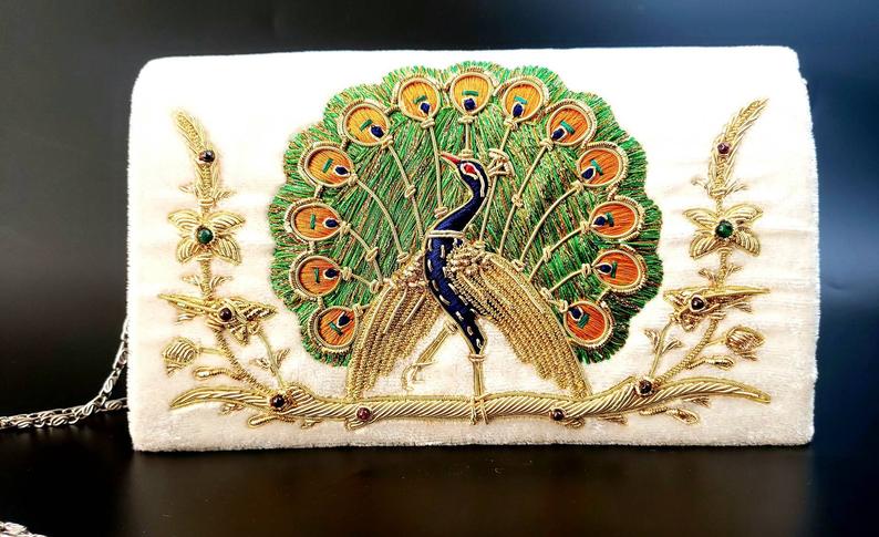 Royal Indian peacock Motif Classic Handbag