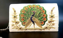 Load image into Gallery viewer, Peacock Embroidered Clutch Bag, Front View
